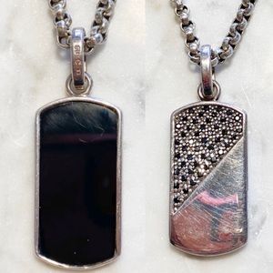 Sterling Silver onyx & marcasite reversible Neck